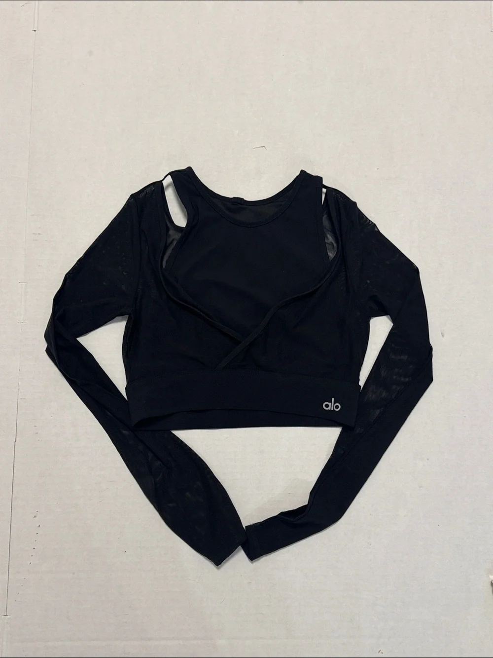 Alo Pivot Layered Look Crop Top Black